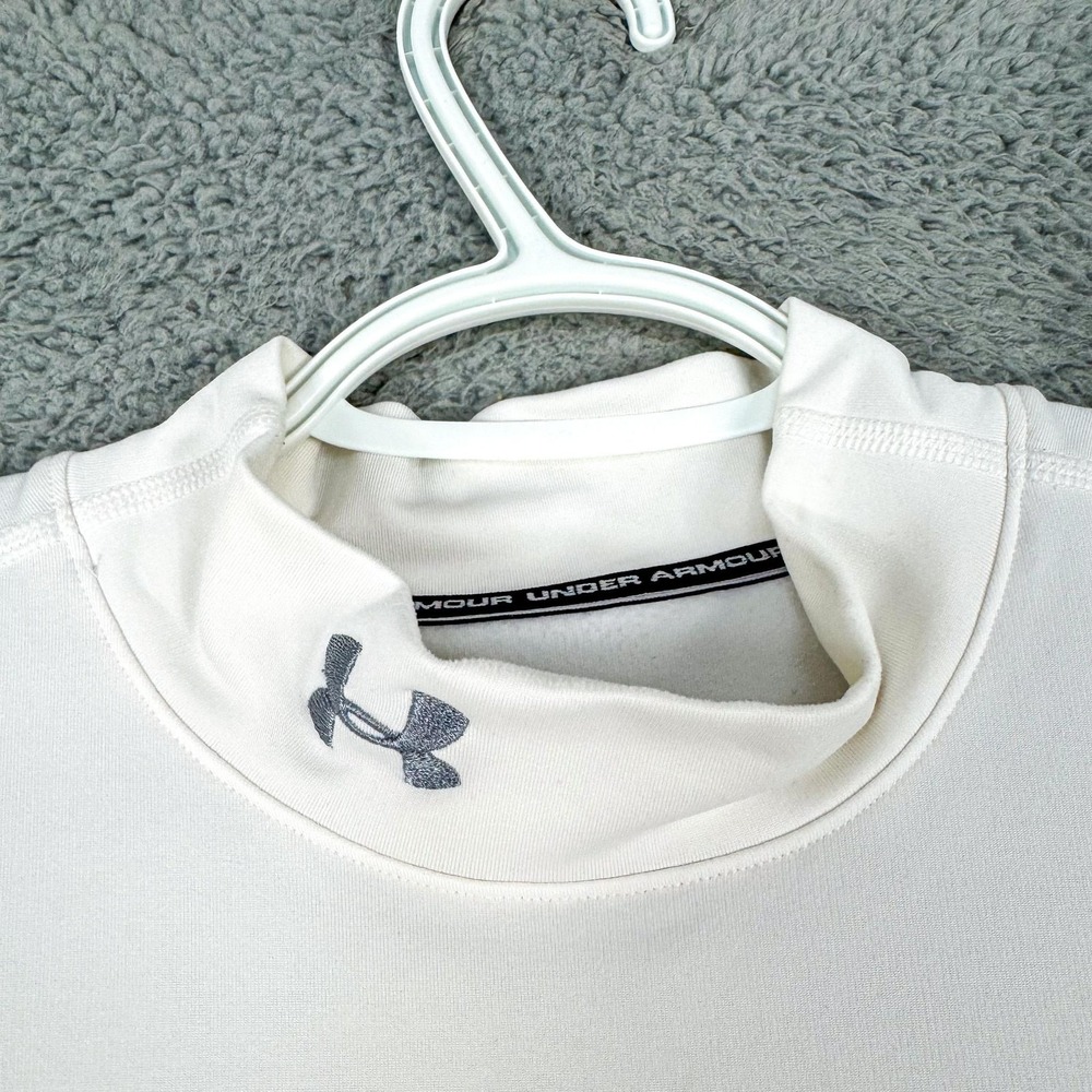 Under Armour ColdGear Golf Shirt Mens Medium White Mock‎ Neck Base Layer Outdoor - Picture 3 of 10